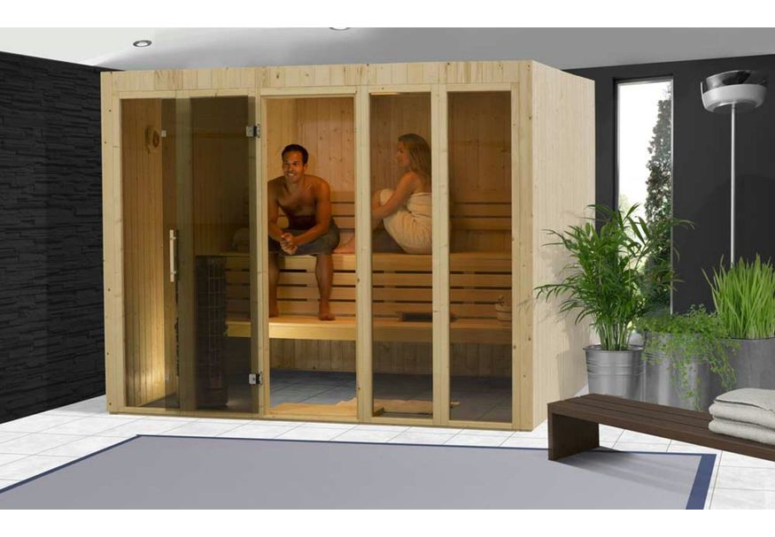 Hot Orange binnensauna Blossom 254x254 cm Foto van Hot Orange binnensauna Blossom 254x254 cm