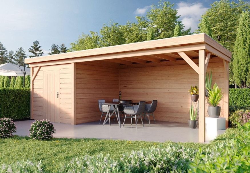 WoodAcademy tuinhuis met overkapping Bristol 700x400 cm Foto van WoodAcademy tuinhuis met overkapping Bristol 700x400 cm