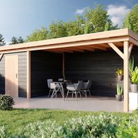 Foto van WoodAcademy tuinhuis met overkapping Bristol nero