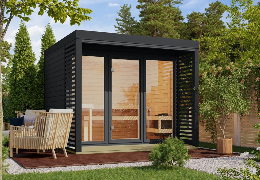 Karibu buitensauna Ares 3 - antraciet|antraciet (336) Foto van Karibu buitensauna Ares 3 - antraciet|antraciet (336)