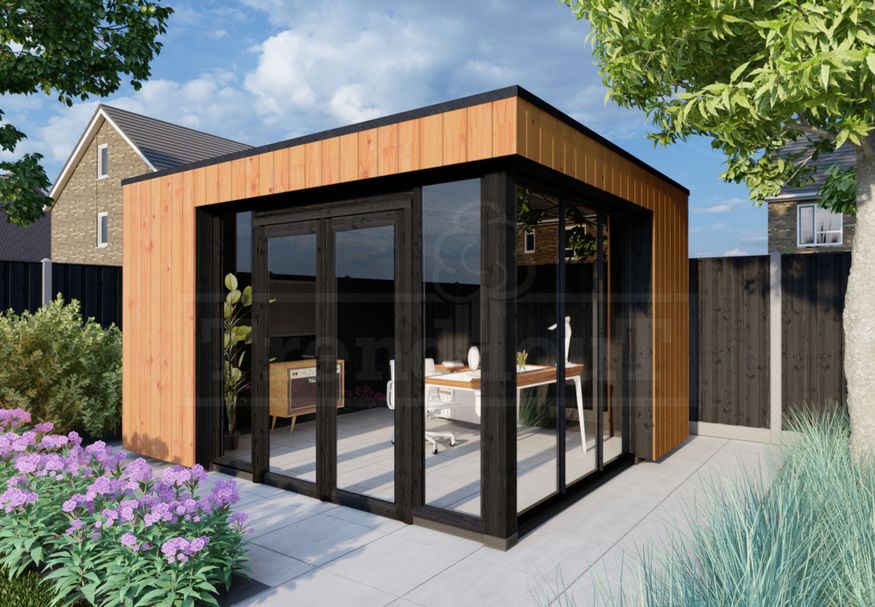 Trendhout buitenverblijf Capri model links 490x425 cm Foto van Trendhout buitenverblijf Capri model links 490x425 cm