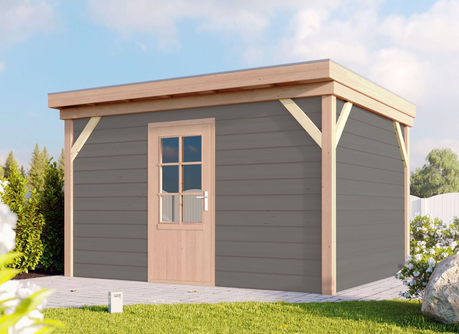 Foto van WoodAcademy houten tuinhuis Chevalier grigio