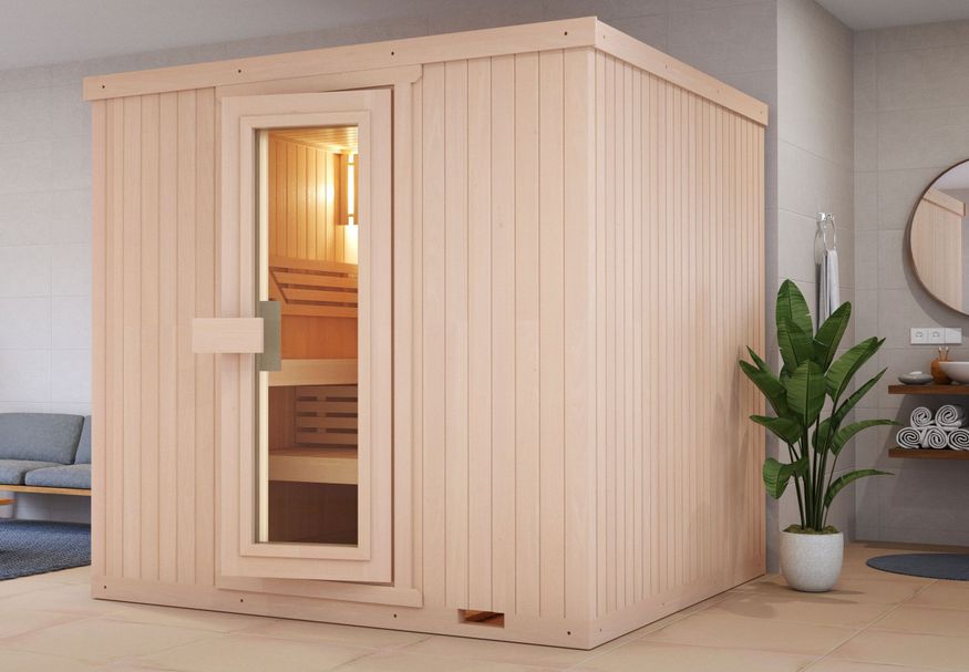 Azalp elementsauna Classic 135x135 cm - elzen Foto van Azalp elementsauna Classic 135x135 cm - elzen