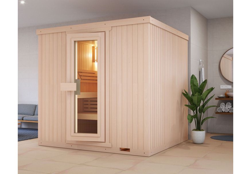 Azalp Elementsauna 152x135 cm, elzen Foto van Azalp Elementsauna 152x135 cm, elzen