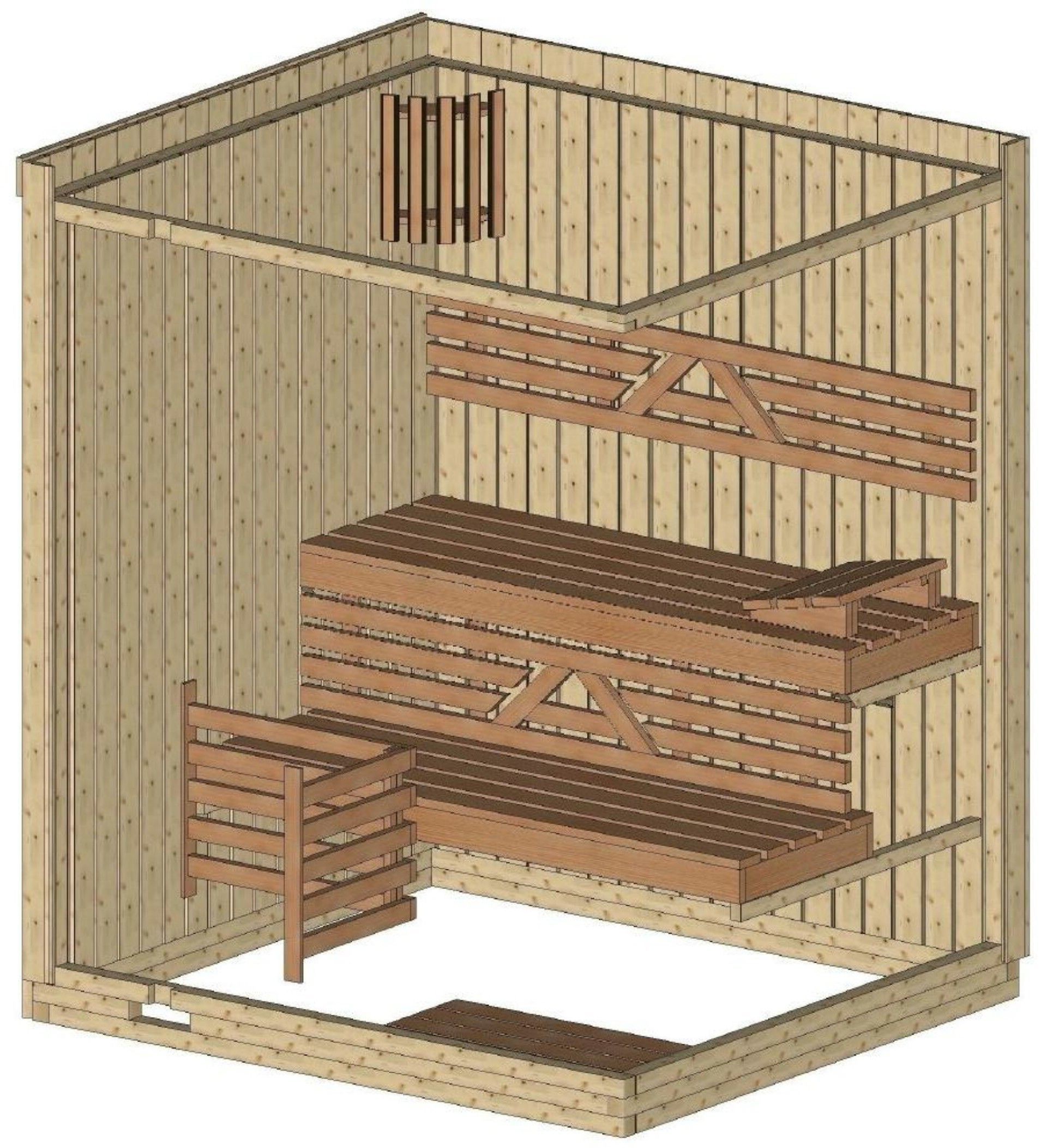 Foto van Azalp elementsauna Classic 169x152 cm - vuren