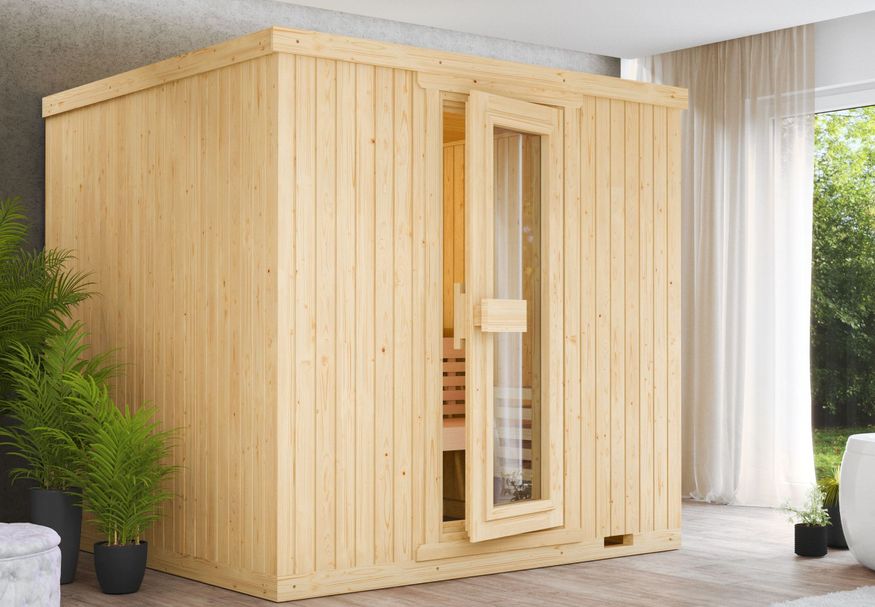 Azalp Elementsauna 152x135 cm, vuren Foto van Azalp Elementsauna 152x135 cm, vuren