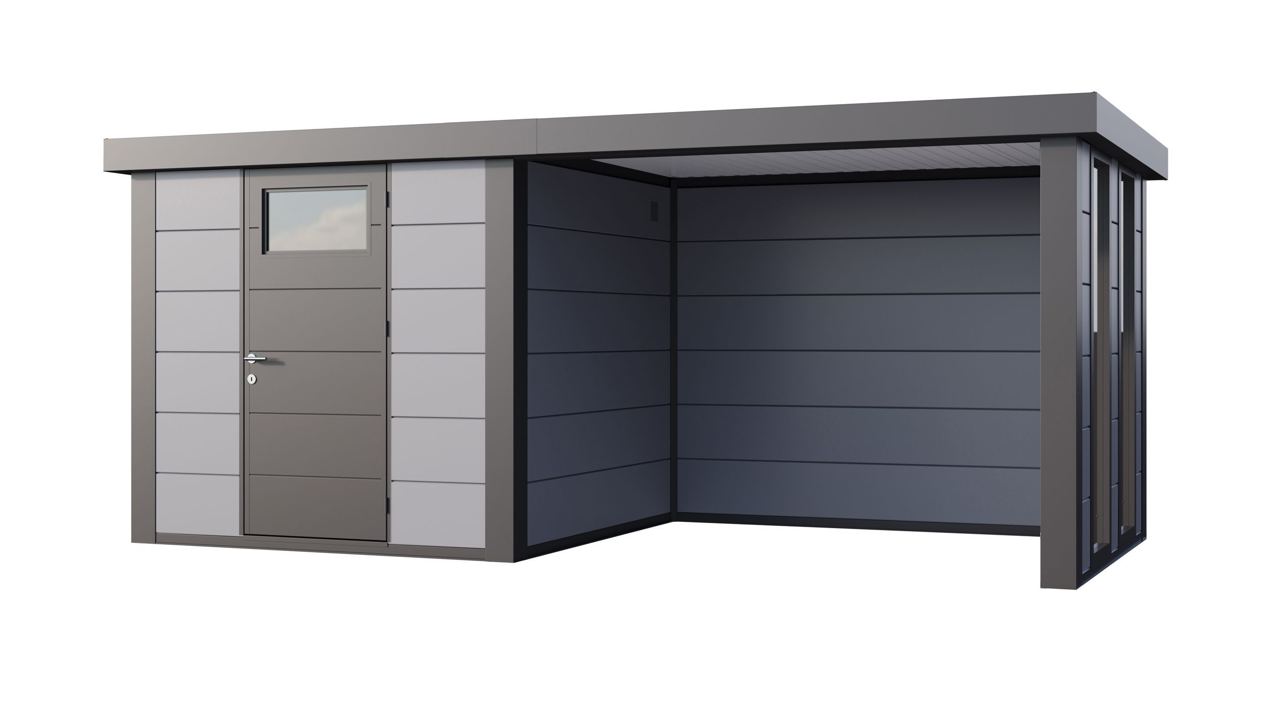 Foto van Telluria Classico 2424 metalen tuinhuis met lounge small rechts