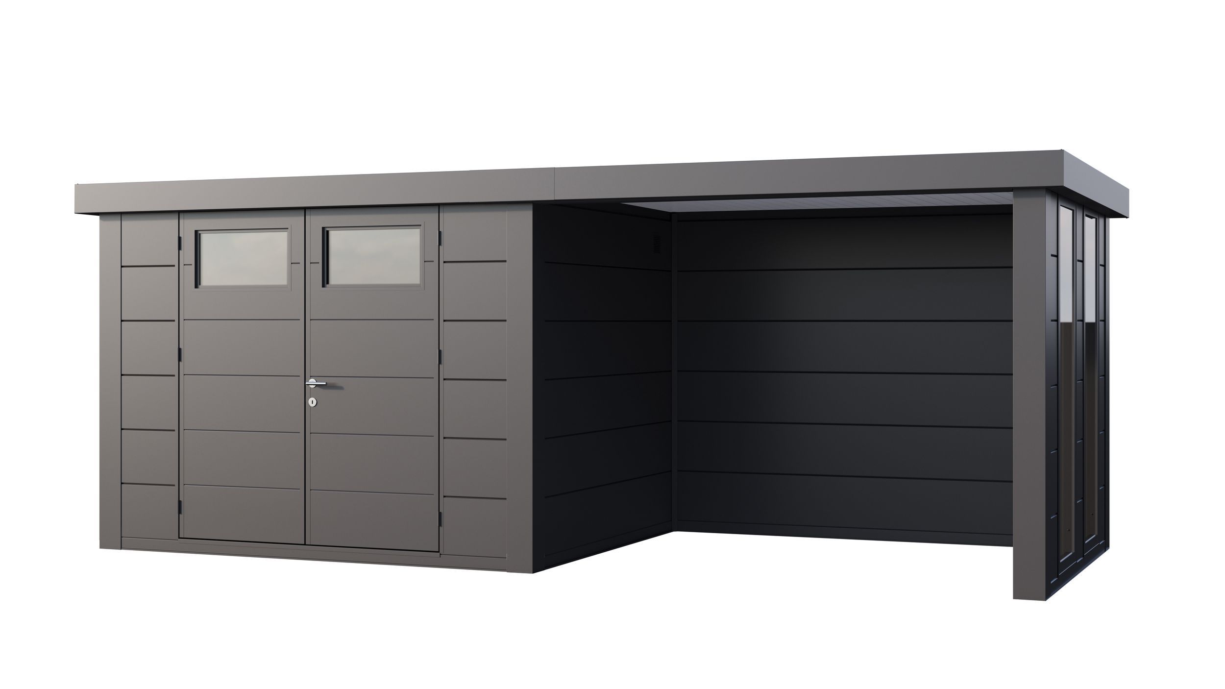 Foto van Telluria Classico 3024 metalen tuinhuis met lounge small rechts