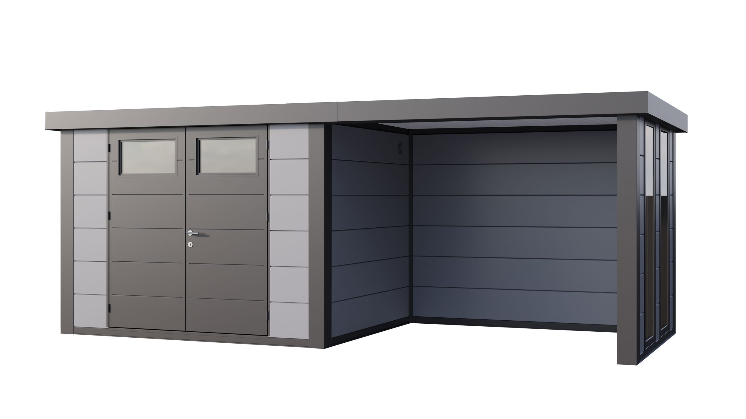 Foto van Telluria Classico 3024 metalen tuinhuis met lounge small rechts