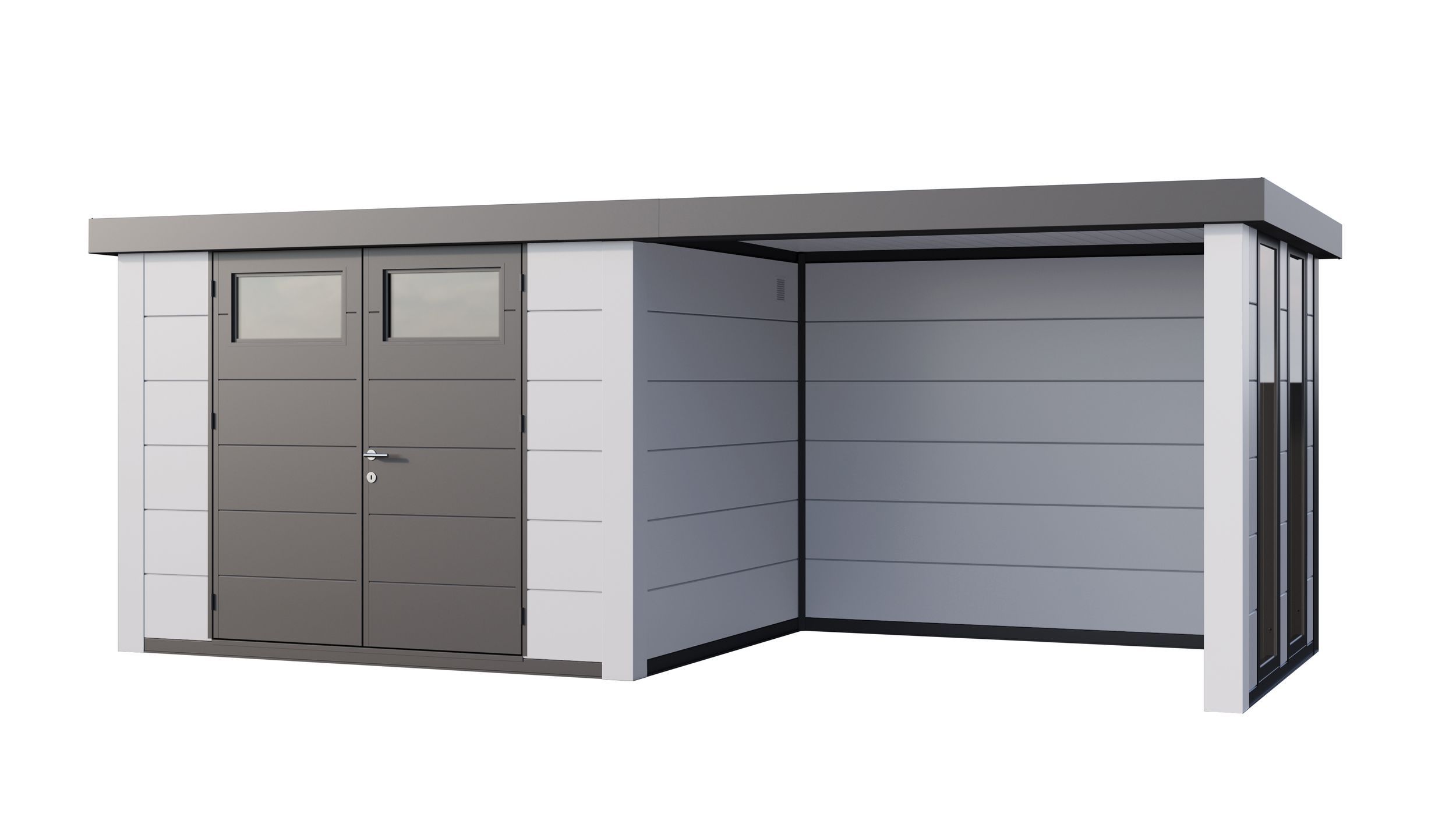 Foto van Telluria Classico 3024 metalen tuinhuis met lounge small rechts