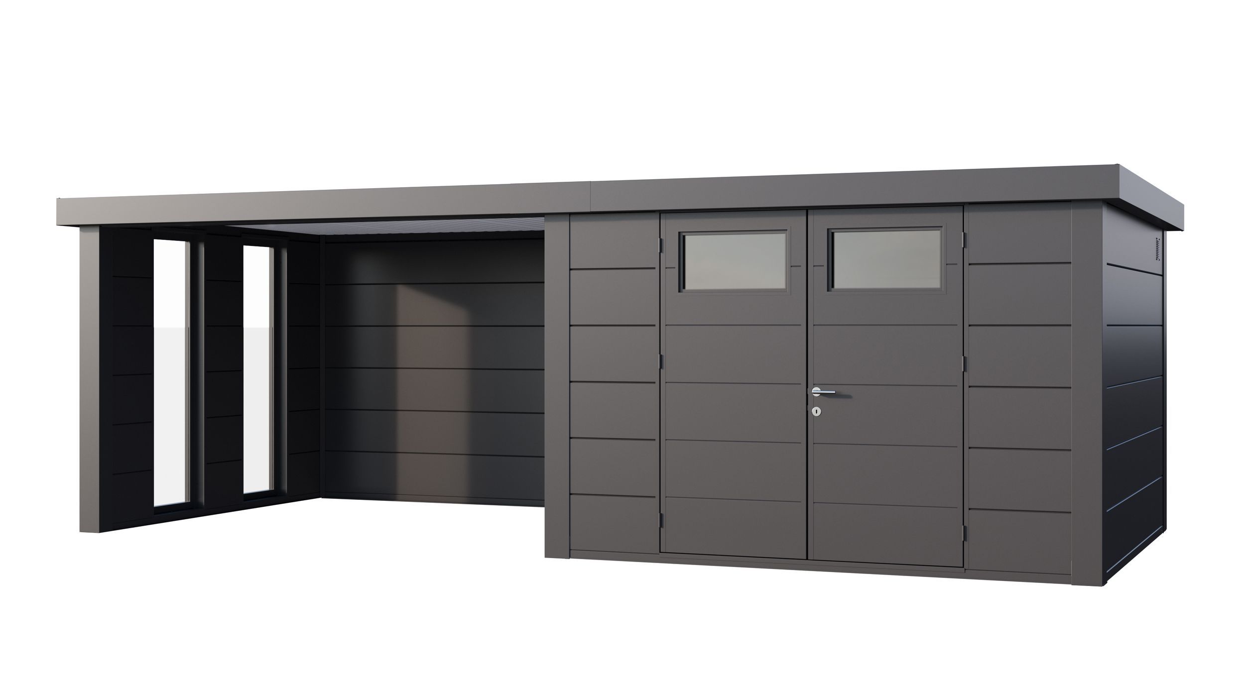 Foto van Telluria Classico 3030 metalen tuinhuis met lounge Large links