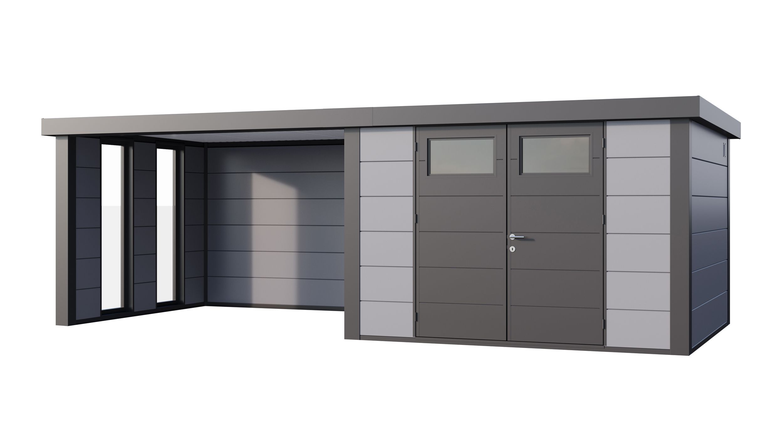 Foto van Telluria Classico 3330 metalen tuinhuis met lounge Large links