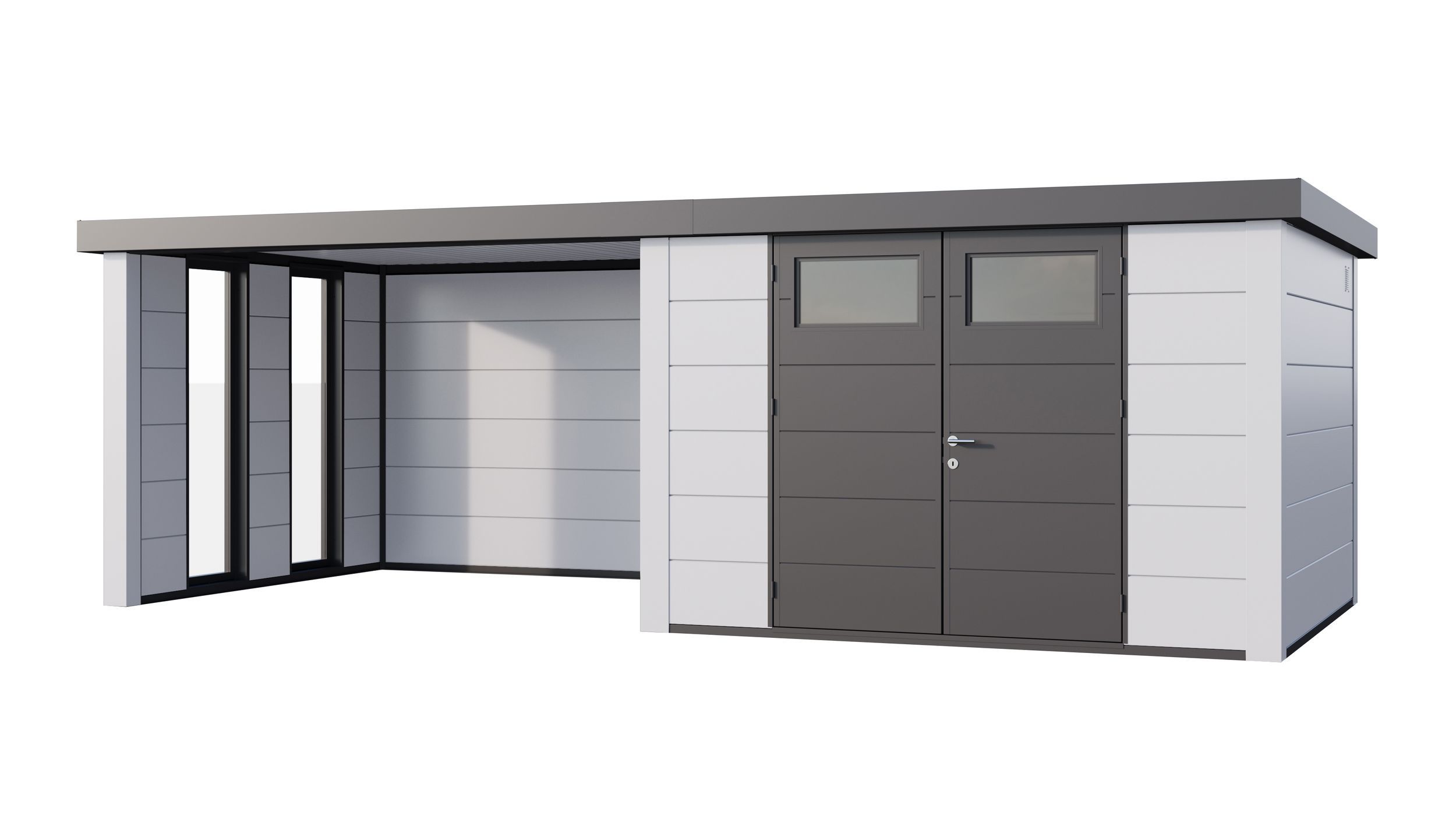 Foto van Telluria Classico 3330 metalen tuinhuis met lounge Large links