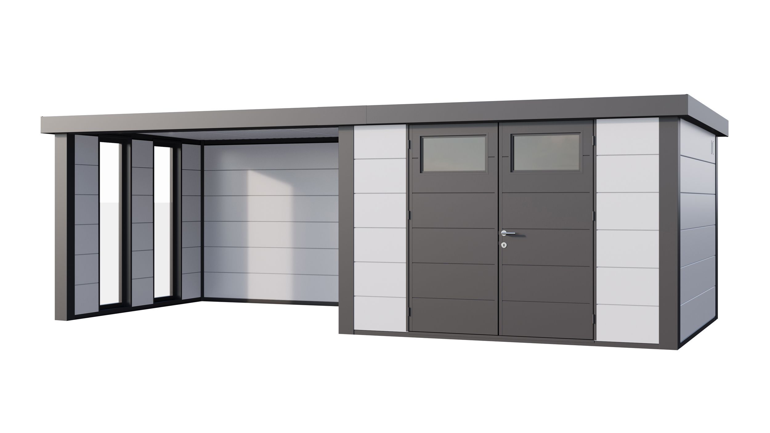 Foto van Telluria Classico 3330 metalen tuinhuis met lounge Large links