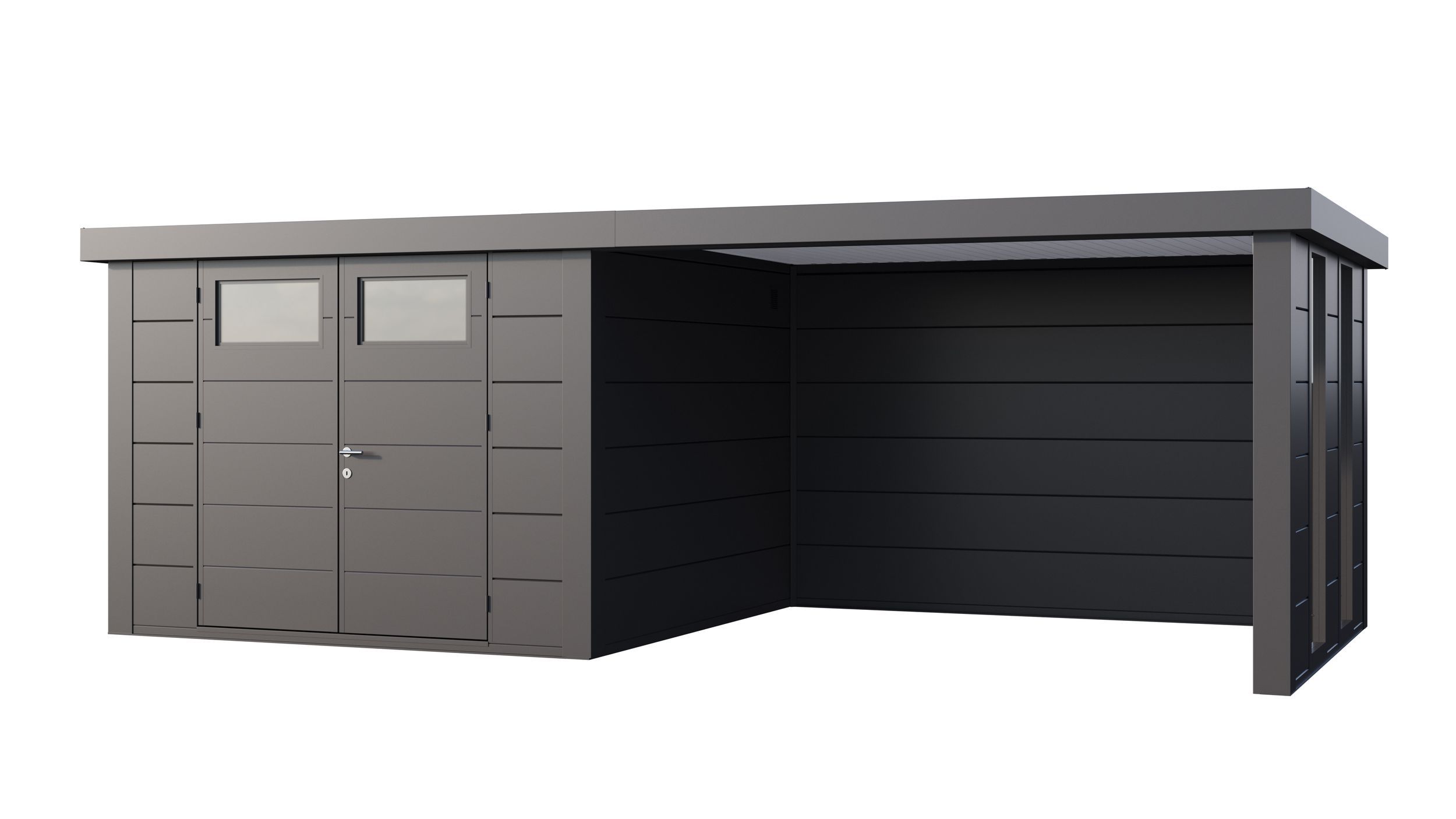 Foto van Telluria Classico 3030 metalen tuinhuis met lounge Large rechts