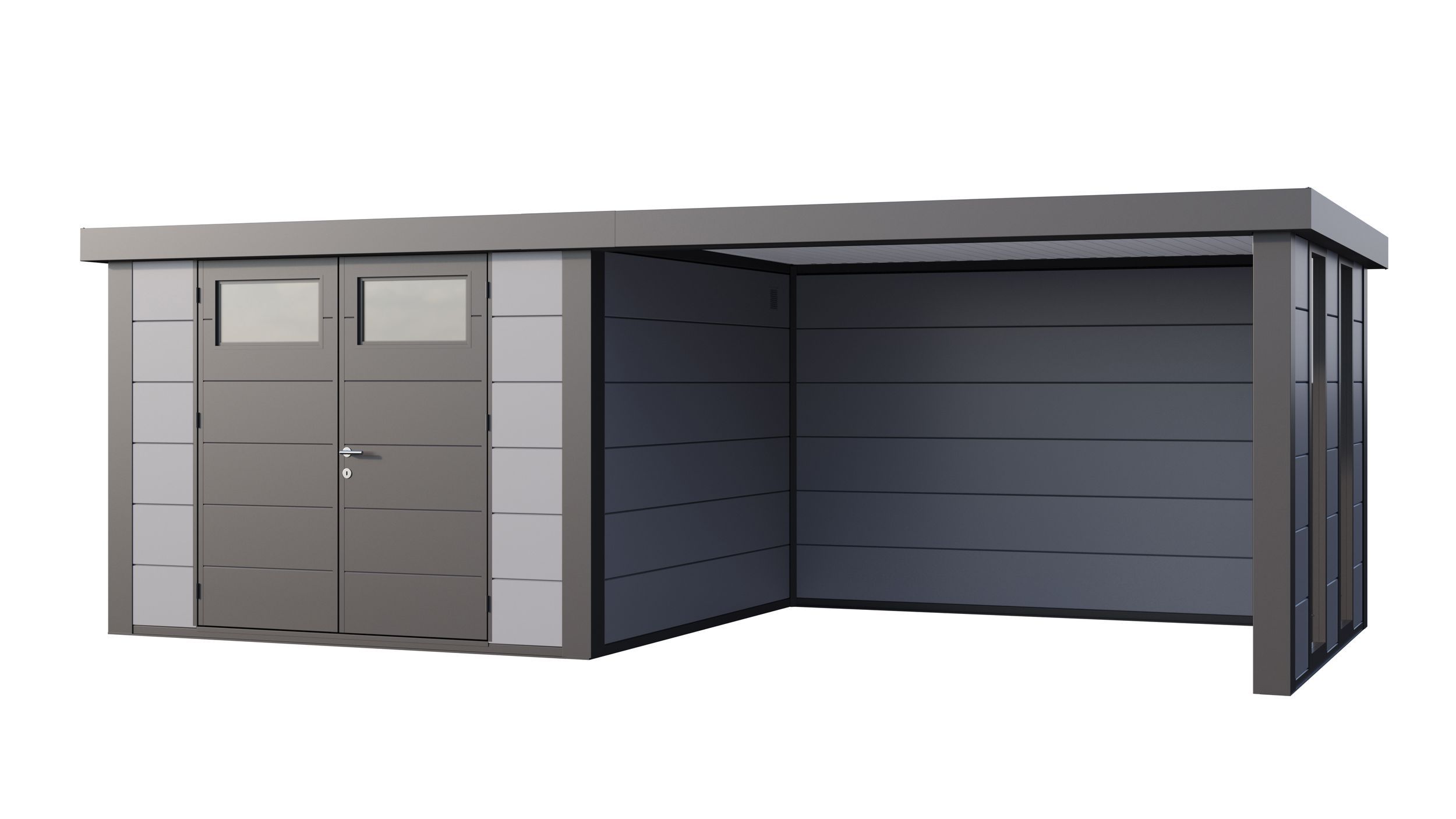 Foto van Telluria Classico 3030 metalen tuinhuis met lounge Large rechts