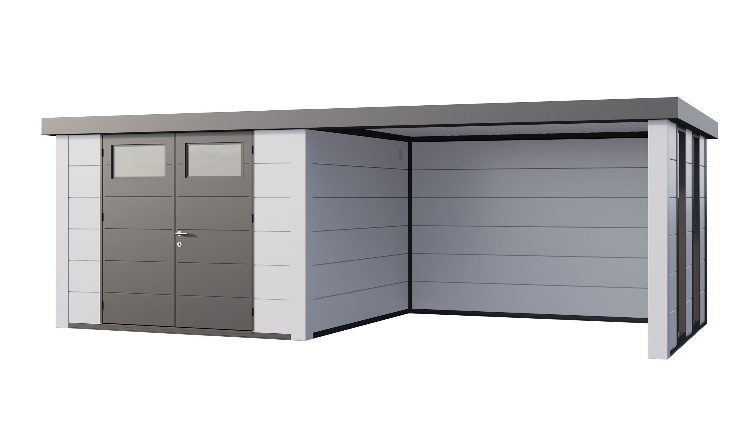 Foto van Telluria Classico 3030 metalen tuinhuis met lounge Large rechts