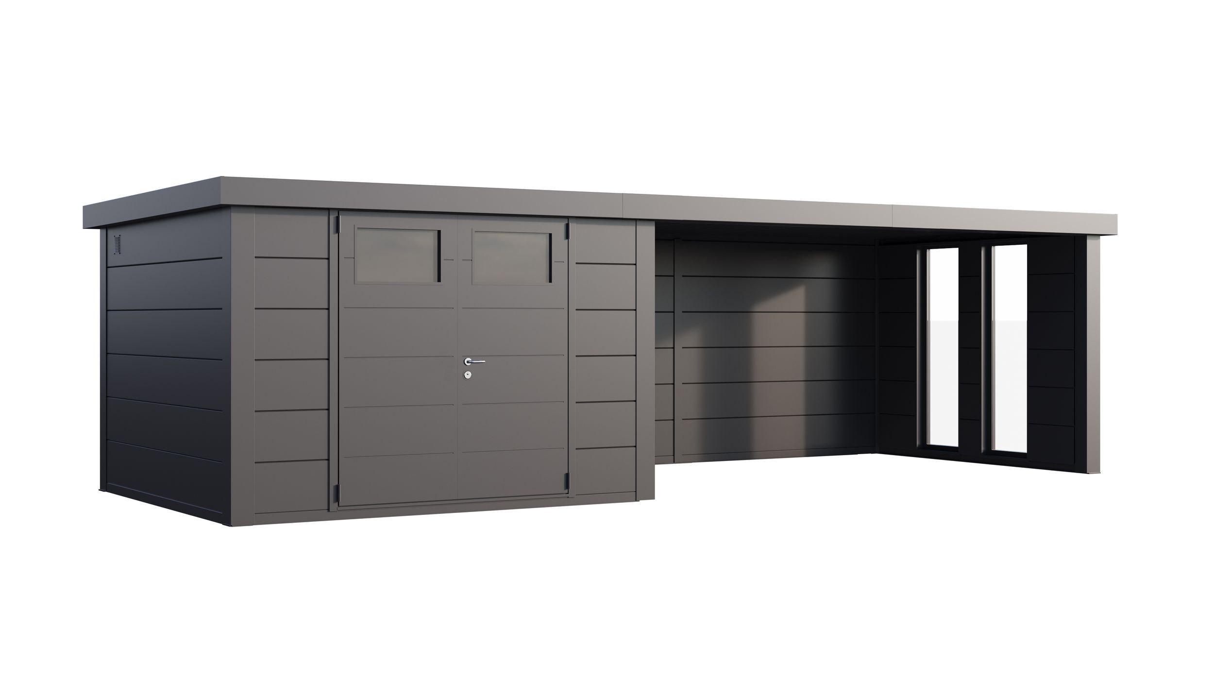 Foto van Telluria Classico 3030 metalen tuinhuis met lounge XL rechts