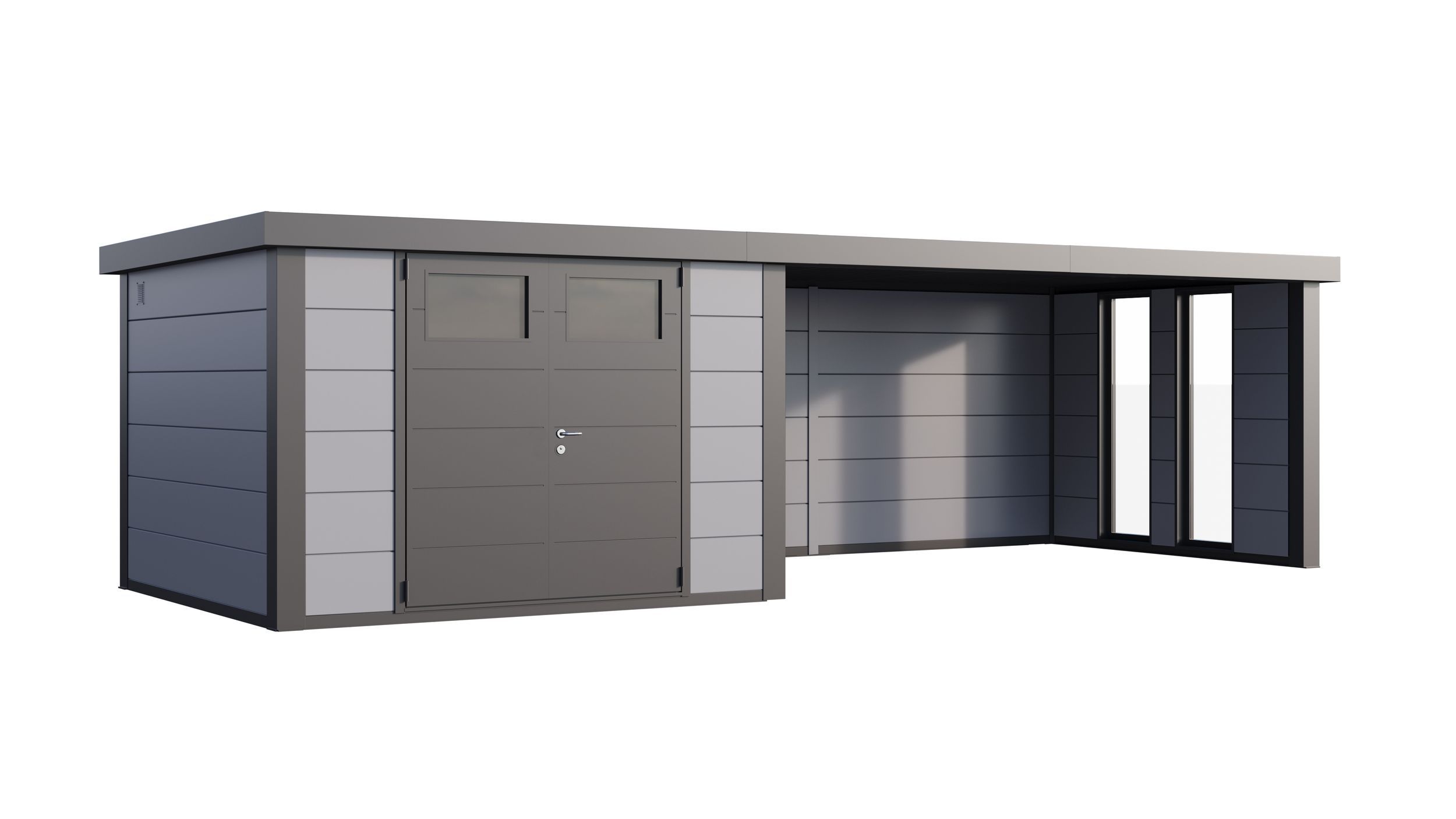 Foto van Telluria Classico 3030 metalen tuinhuis met lounge XL rechts