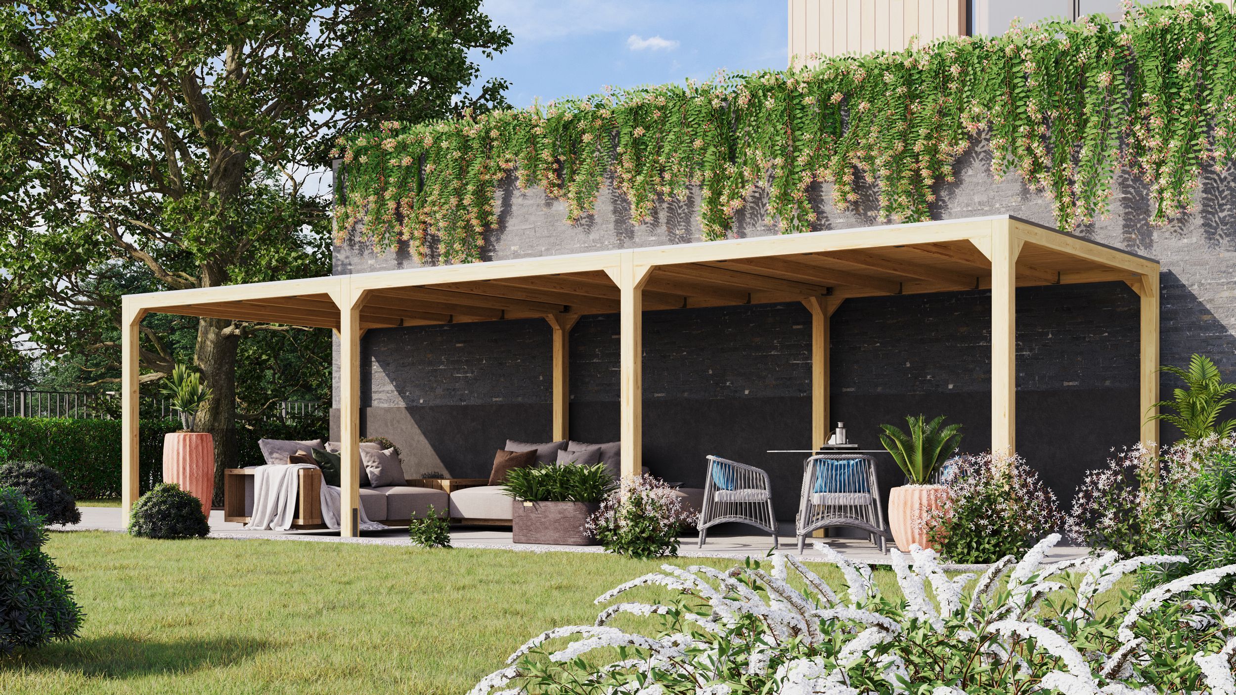 Foto van Karibu 97620 Cubus houten overkapping