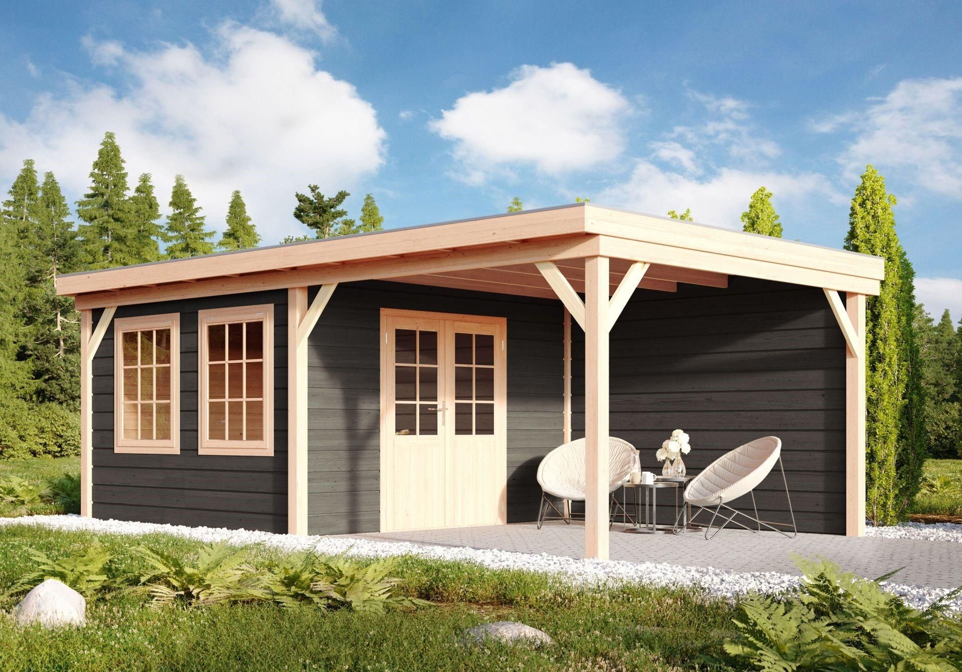 Foto van WoodAcademy tuinhuis met overkapping Cullinan nero