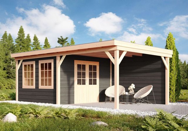 Foto van WoodAcademy tuinhuis met overkapping Cullinan nero