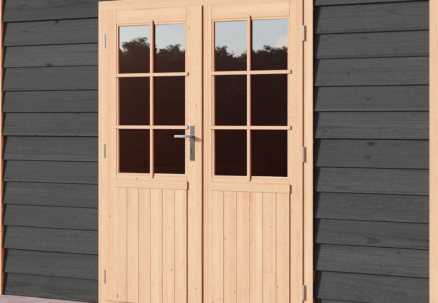 WoodAcademy Dubbele deur met glas ipv houten deur Foto van WoodAcademy Dubbele deur met glas ipv houten deur