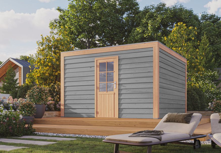 WoodAcademy hölzernes Gartenhaus Graniet Essential grigio 400x400 cm Foto von WoodAcademy hölzernes Gartenhaus Graniet Essential grigio 400x400 cm