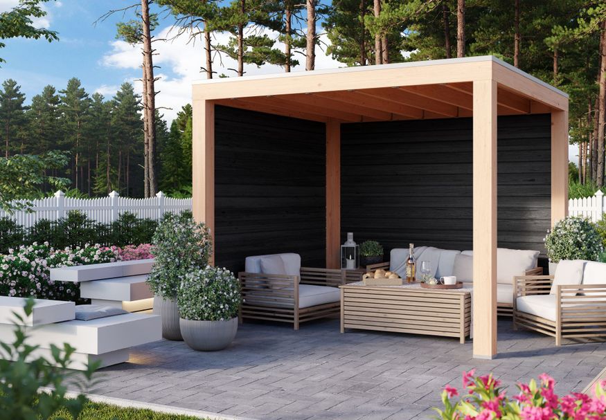 WoodAcademy Douglas overkapping Moonstone Essential nero 300x300 cm Foto van WoodAcademy Douglas overkapping Moonstone Essential nero 300x300 cm