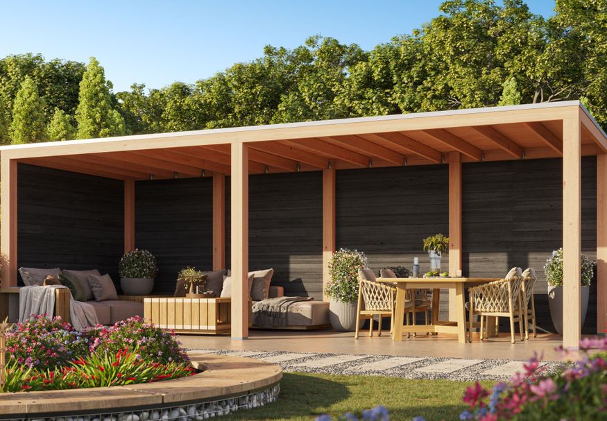 WoodAcademy Douglas overkapping Moonstone Essential nero 780x300 cm Foto van WoodAcademy Douglas overkapping Moonstone Essential nero 780x300 cm
