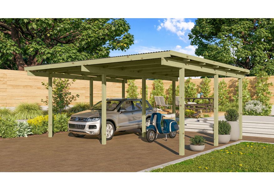 Karibu Eco Dubbele Carport 1 (62035) Foto van Karibu Eco Dubbele Carport 1 (62035)