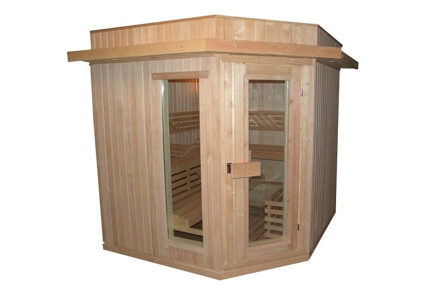 Azalp Elementhoeksauna Classic 152x152 cm, espen Foto van Azalp Elementhoeksauna Classic 152x152 cm, espen