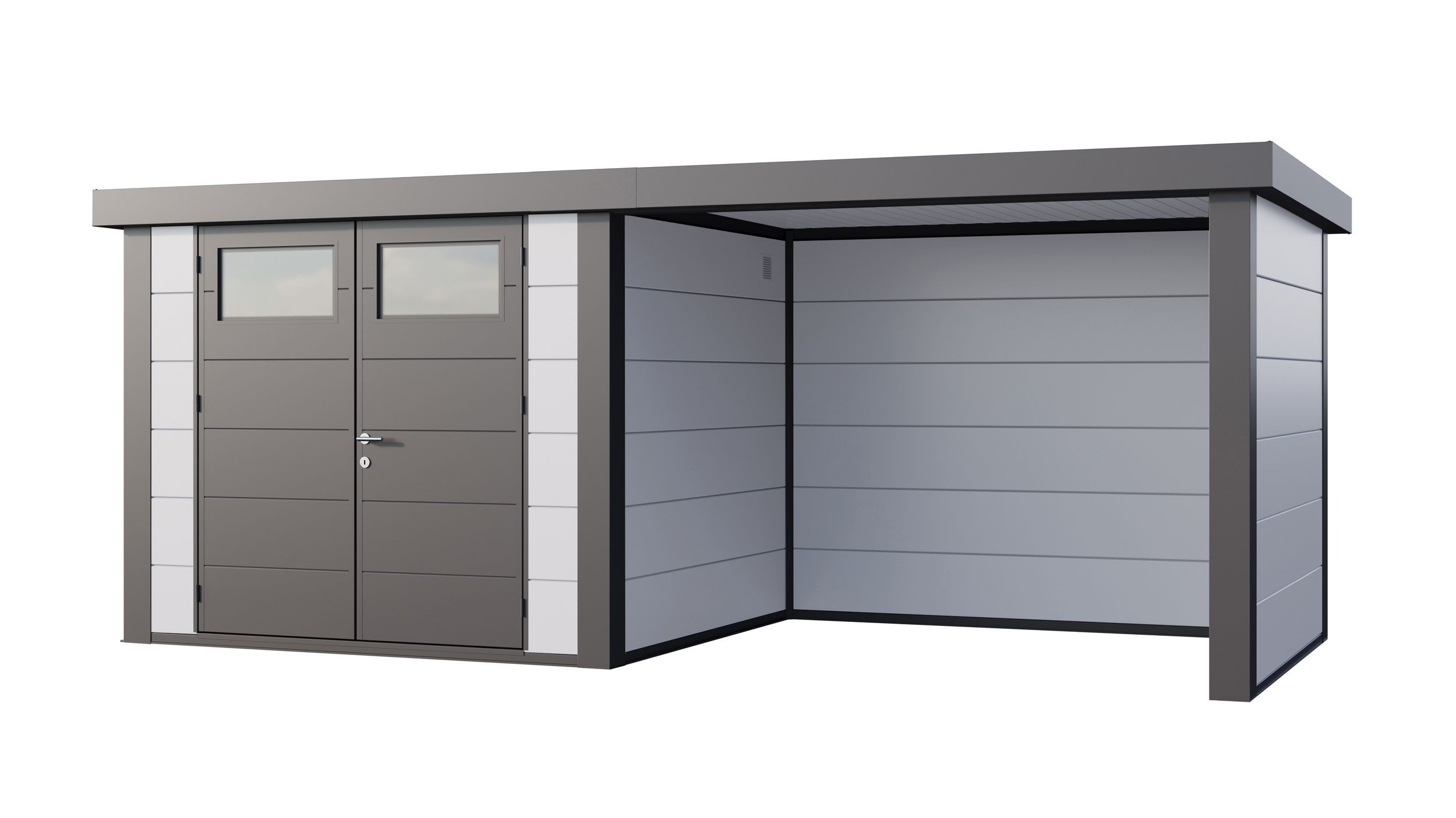 Foto van Telluria Eleganto 2724 metalen tuinhuis met overkapping rechts