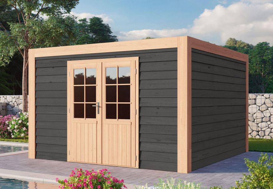 WoodAcademy houten tuinhuis Emerald Excellent nero 300x300 cm Foto van WoodAcademy houten tuinhuis Emerald Excellent nero 300x300 cm