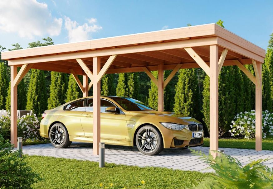 WoodAcademy Emperor Douglas Carport 780x300 cm Foto van WoodAcademy Emperor Douglas Carport 780x300 cm