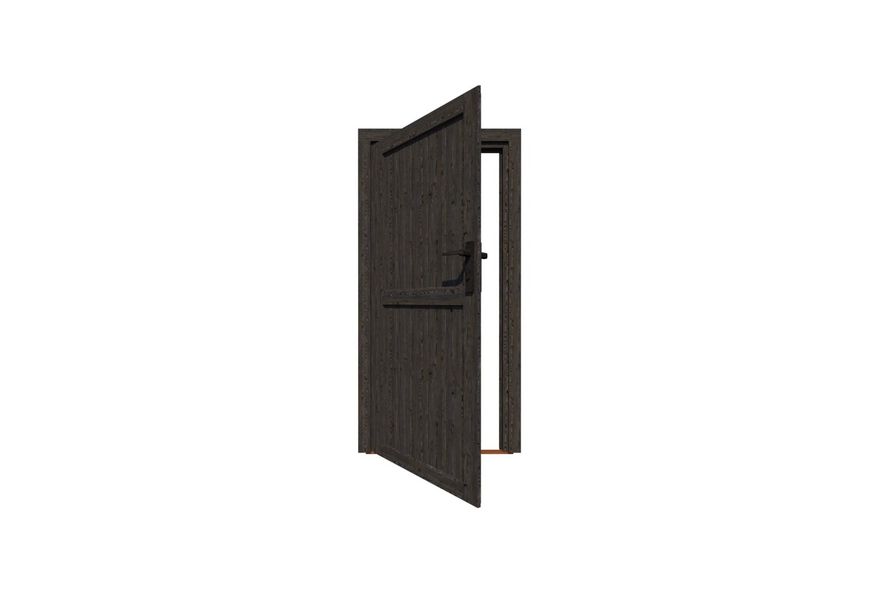 Woodacademy vurenhouten enkele deur dicht 201x91 cm - zwart - linksdraaiend Foto van Woodacademy vurenhouten enkele deur dicht 201x91 cm - zwart - linksdraaiend