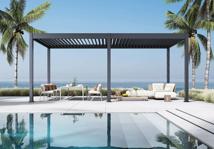 Porchenzo E-Paros aluminium pergola 3x6 - Anthrazit Foto von Porchenzo E-Paros aluminium pergola 3x6 - Anthrazit
