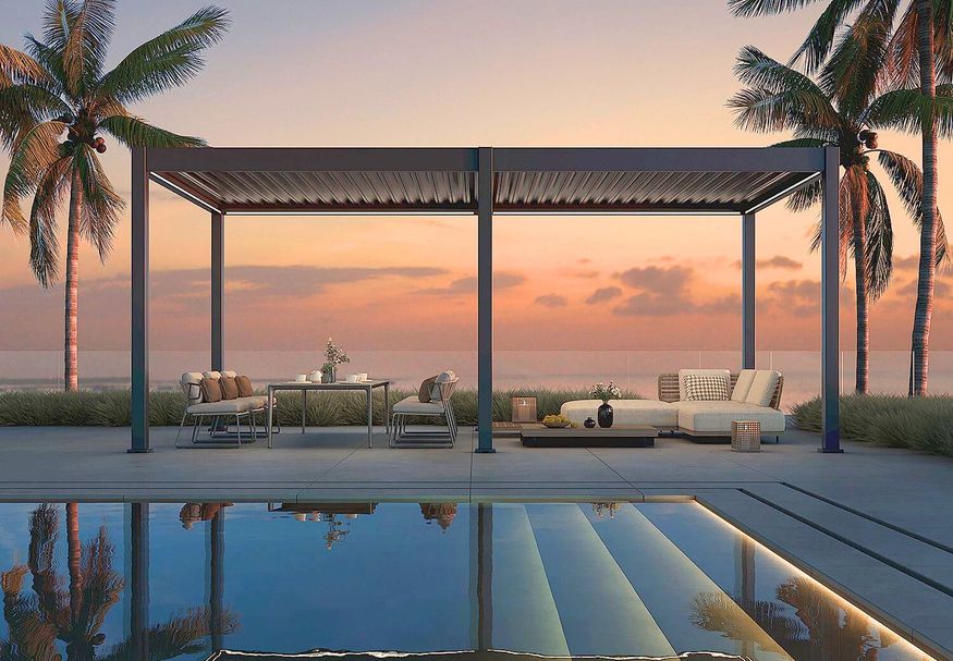 Porchenzo E-Paros aluminium pergola 3x6 - Anthrazit - LED Foto von Porchenzo E-Paros aluminium pergola 3x6 - Anthrazit - LED