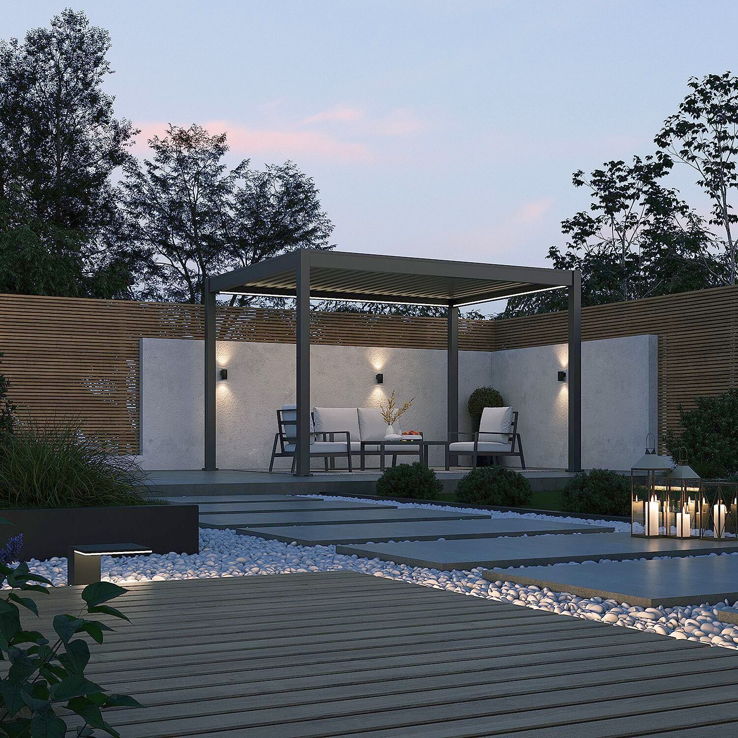 Foto van Porchenzo E-Paros aluminium overkapping 3x4 - antraciet - LED - 2de kans