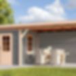 Foto von WoodAcademy Gartenhaus mit Terrasse Ermine grigio 600x300 cm