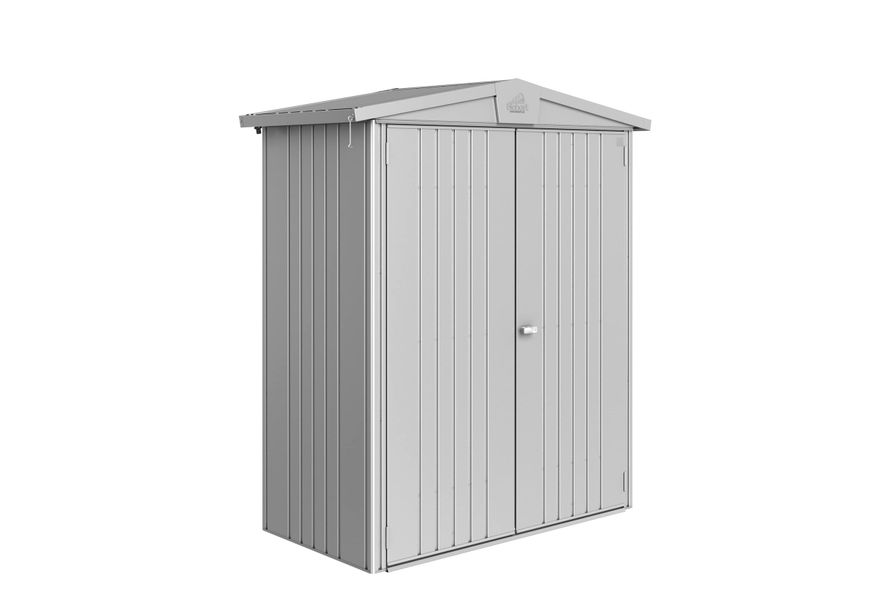 Biohort Europa 1 Metalen Berging Zilver Metallic Foto van Biohort Europa 1 Metalen Berging Zilver Metallic