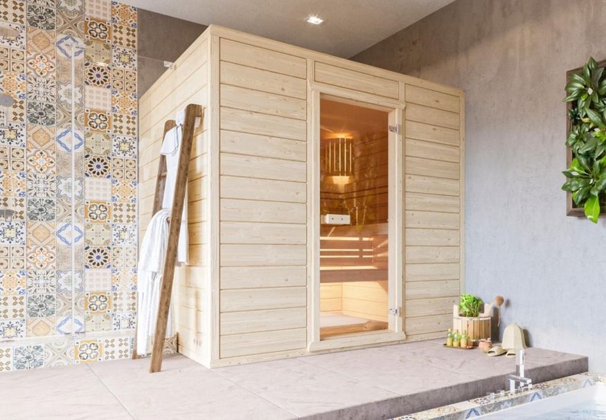 Azalp Massieve sauna Eva 200x150 cm, 45 mm Foto van Azalp Massieve sauna Eva 200x150 cm, 45 mm