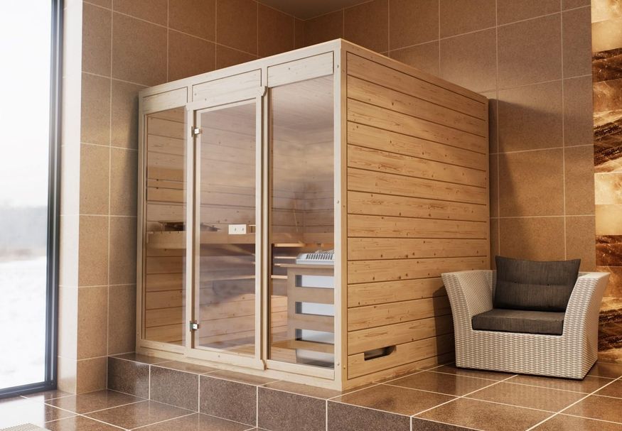 Azalp Massieve sauna Eva Optic 160x160 cm, 45 mm Foto van Azalp Massieve sauna Eva Optic 160x160 cm, 45 mm