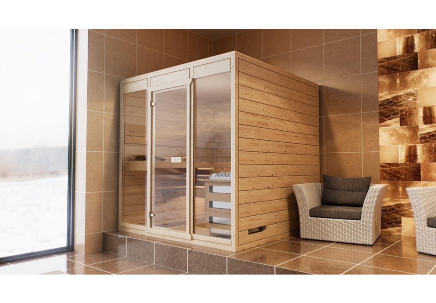 Azalp Massieve sauna Eva Optic 160x220 cm, 45 mm Foto van Azalp Massieve sauna Eva Optic 160x220 cm, 45 mm