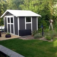 Foto van Grosfillex 23011276 DECO H11 kunststof tuinhuis antraciet-wit