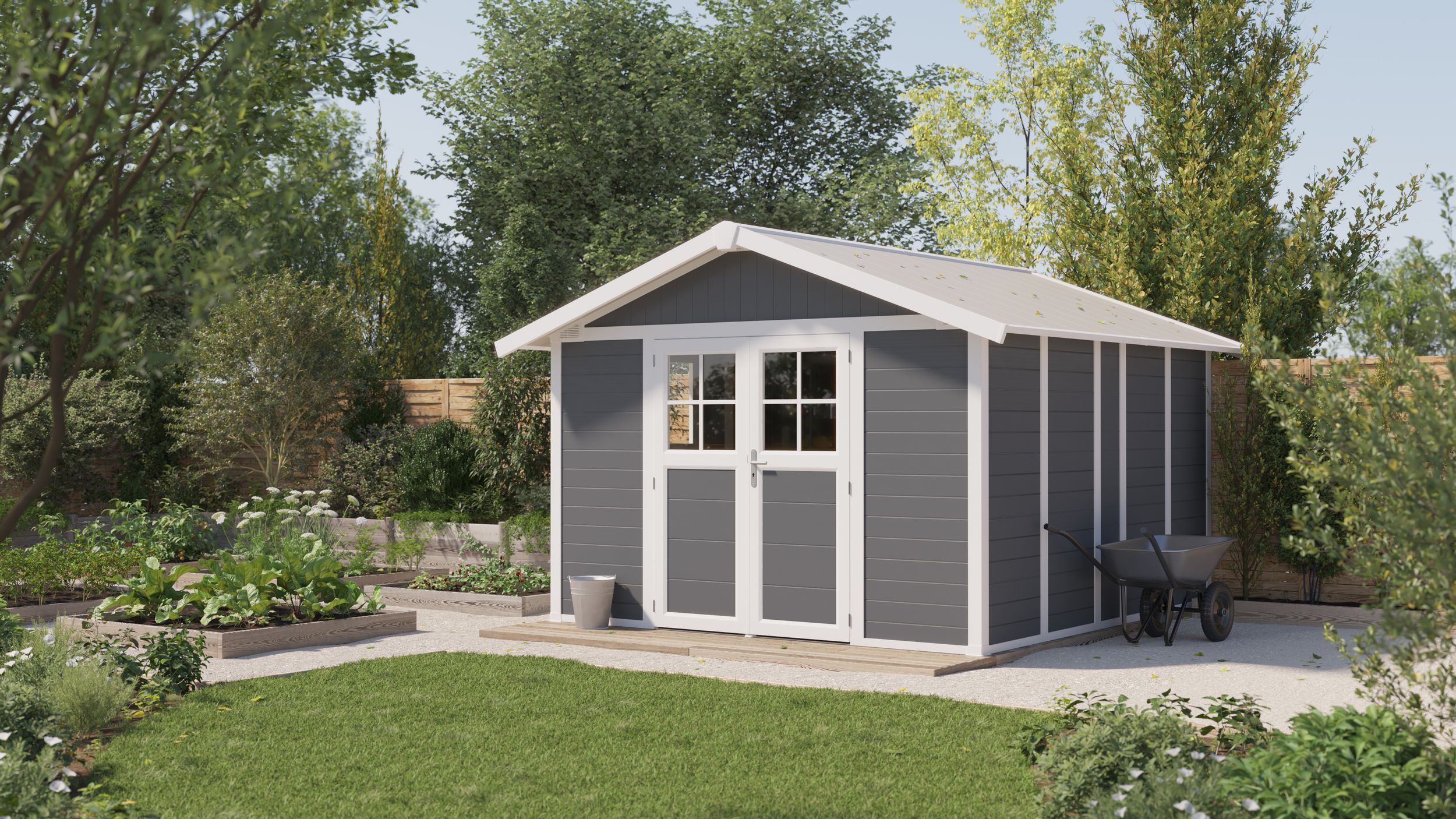 Foto der Grosfillex 23011276 DECO H11 - Kunststoff Gartenhaus grau