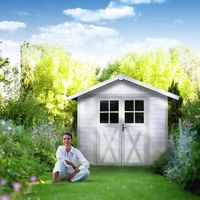 Foto van Grosfillex 22911140 DECO H11 kunststof tuinhuis groen-wit