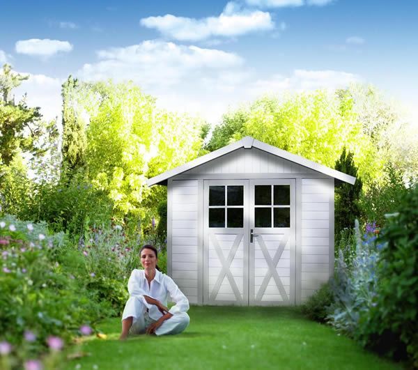 Foto van Grosfillex 22911140 DECO H11 kunststof tuinhuis groen-wit