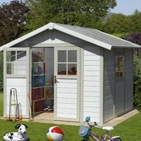 Foto der Grosfillex 22907140 DECO H7.5 - Kunststoff Gartenhaus grau-grün