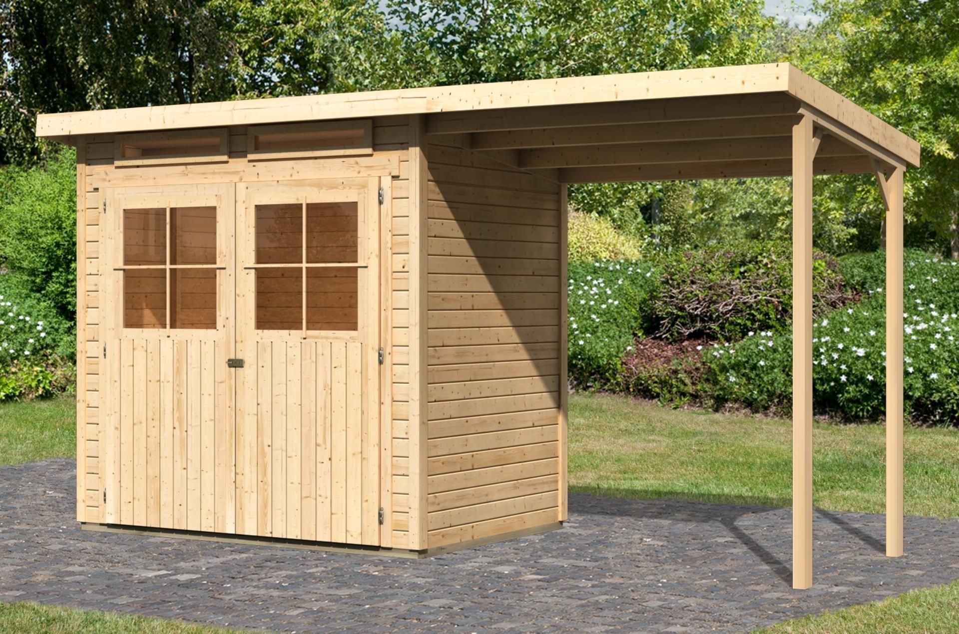 Foto van Karibu 83229 Glücksburg 2 tuinhuis met overkapping